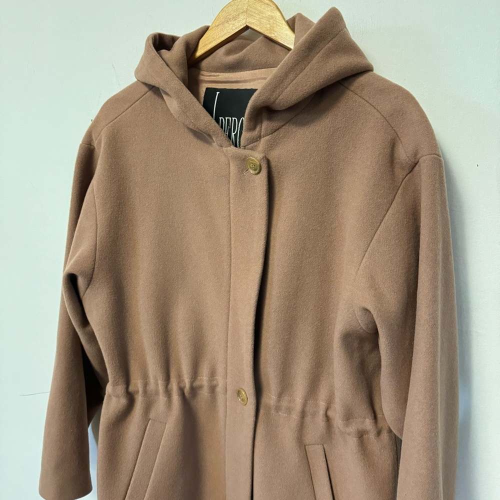 J Percy Merino Wool Coat Camel Midi Jacket Old Money Womens Medium / Large - Picture 2 of 11